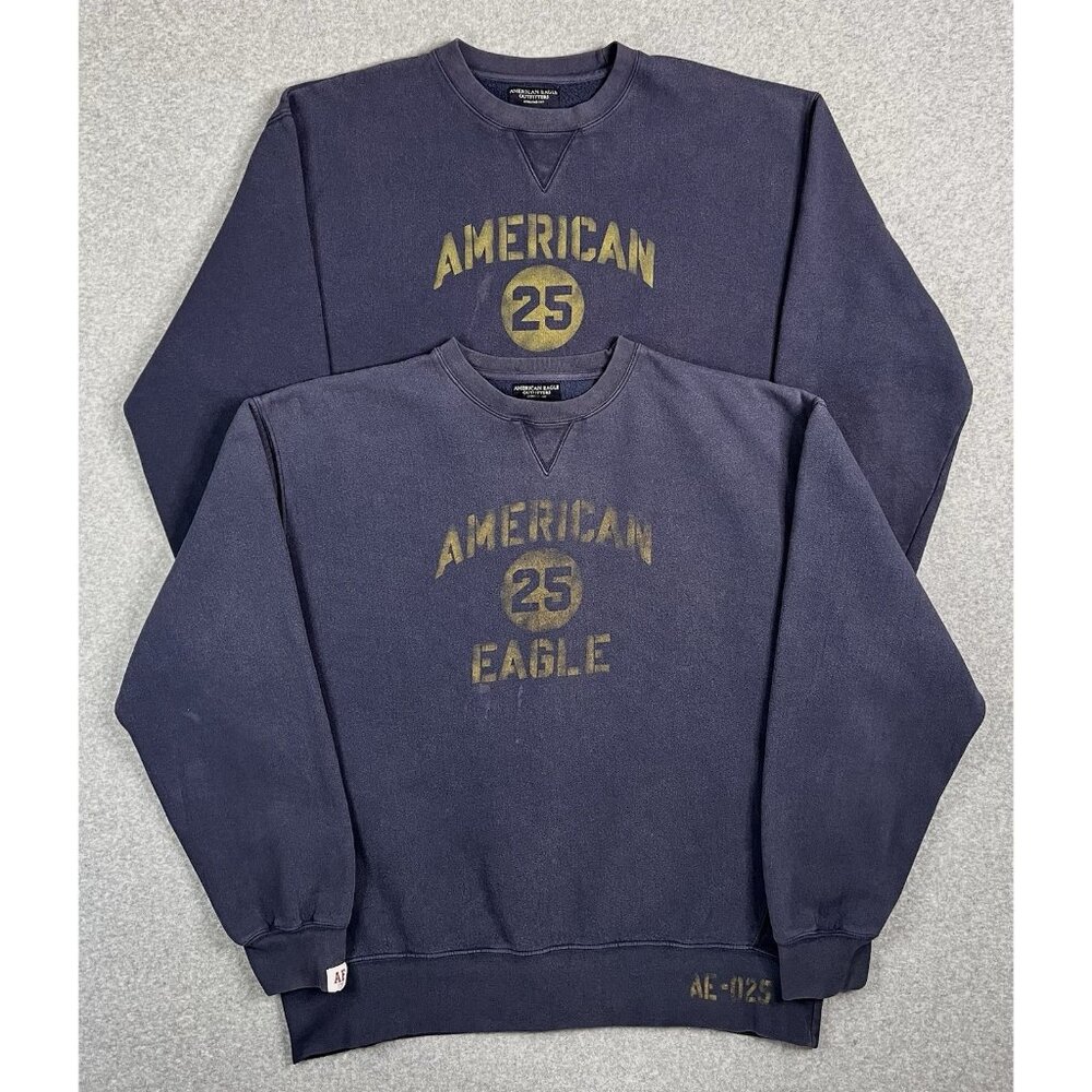 American Eagle XL Navy AE-025 Graphic Sweatshirt Lot of 2 Vintage Style